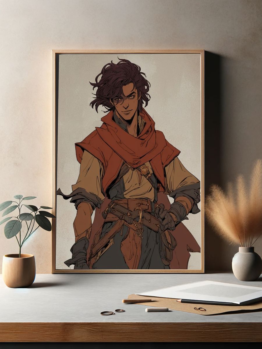 Fantasy Adventurer Illustration Poster. — room view 2
