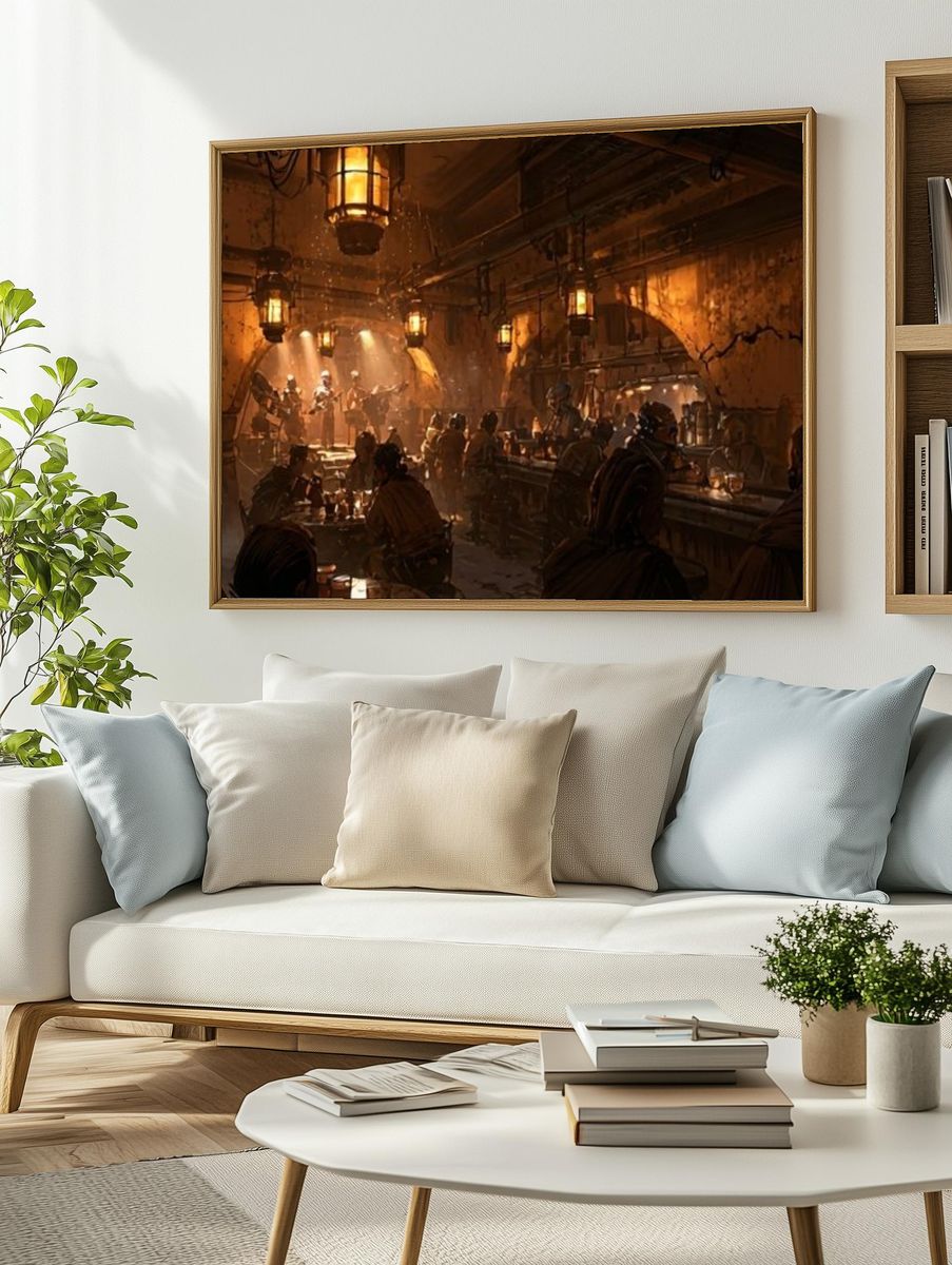 Underground Tavern Scene Illustration Poster. — room view 2