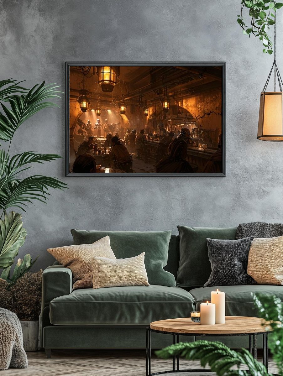 Underground Tavern Scene Illustration Poster. — room view 4