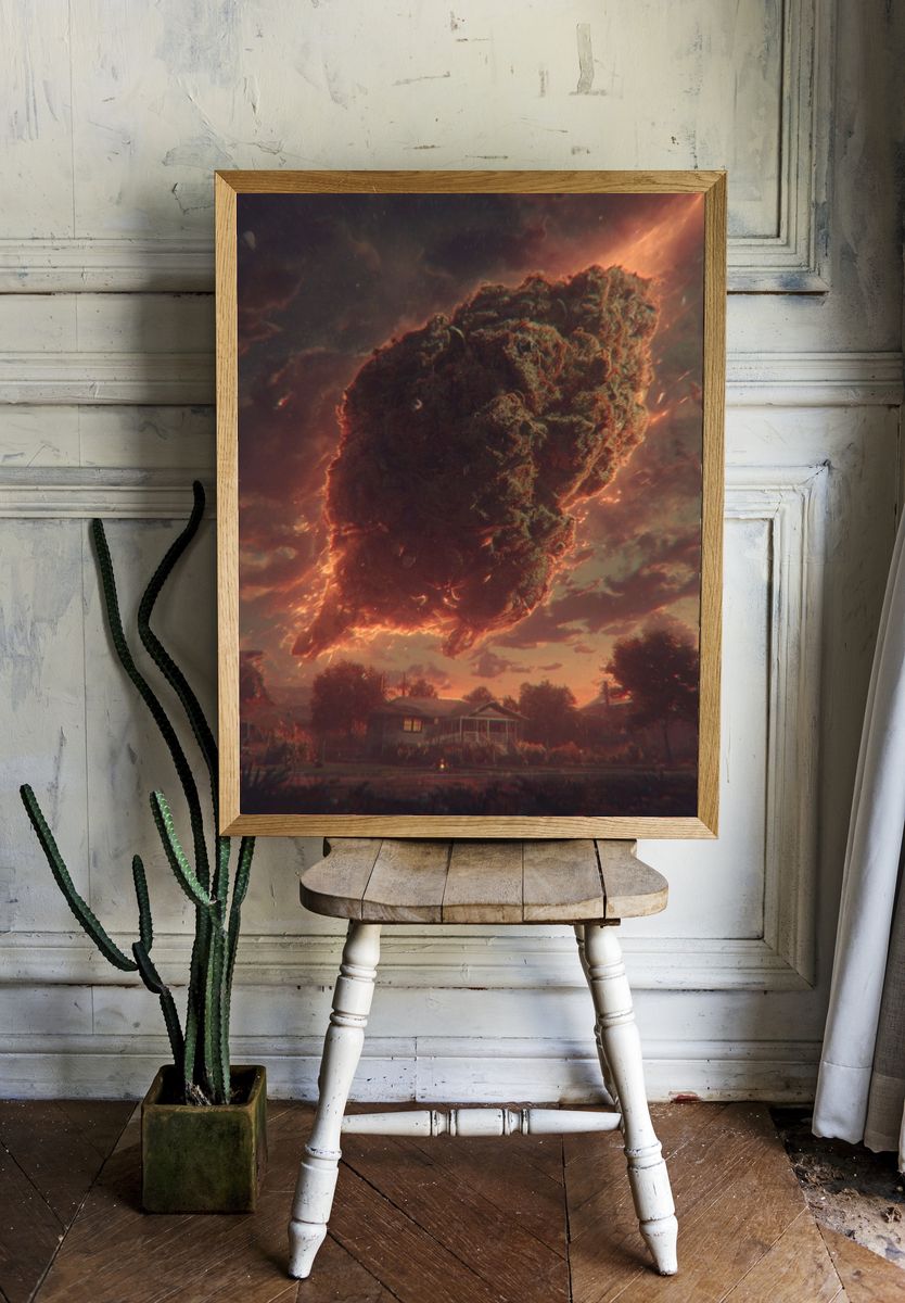 Fiery Cloud Over Suburban Street Print. — room view 1
