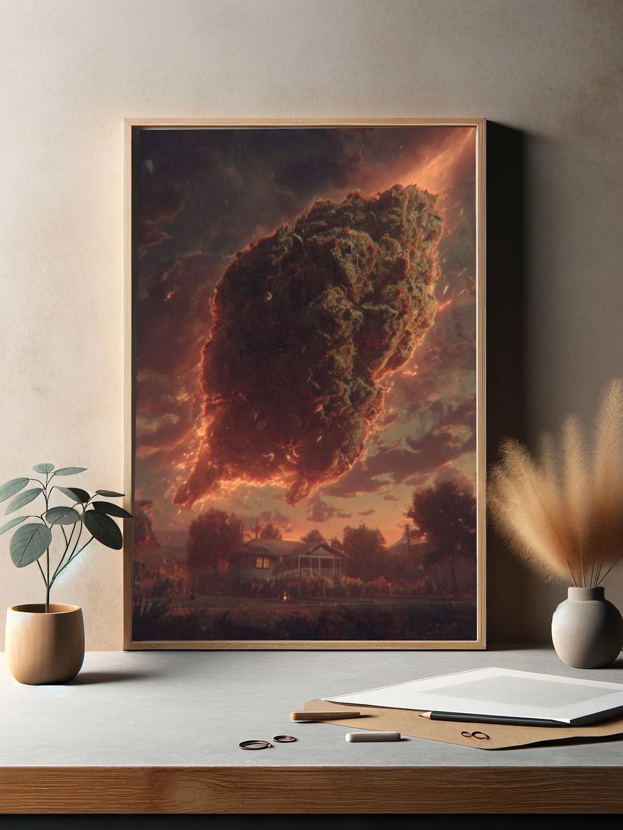 Fiery Cloud Over Suburban Street Print. — room view 2