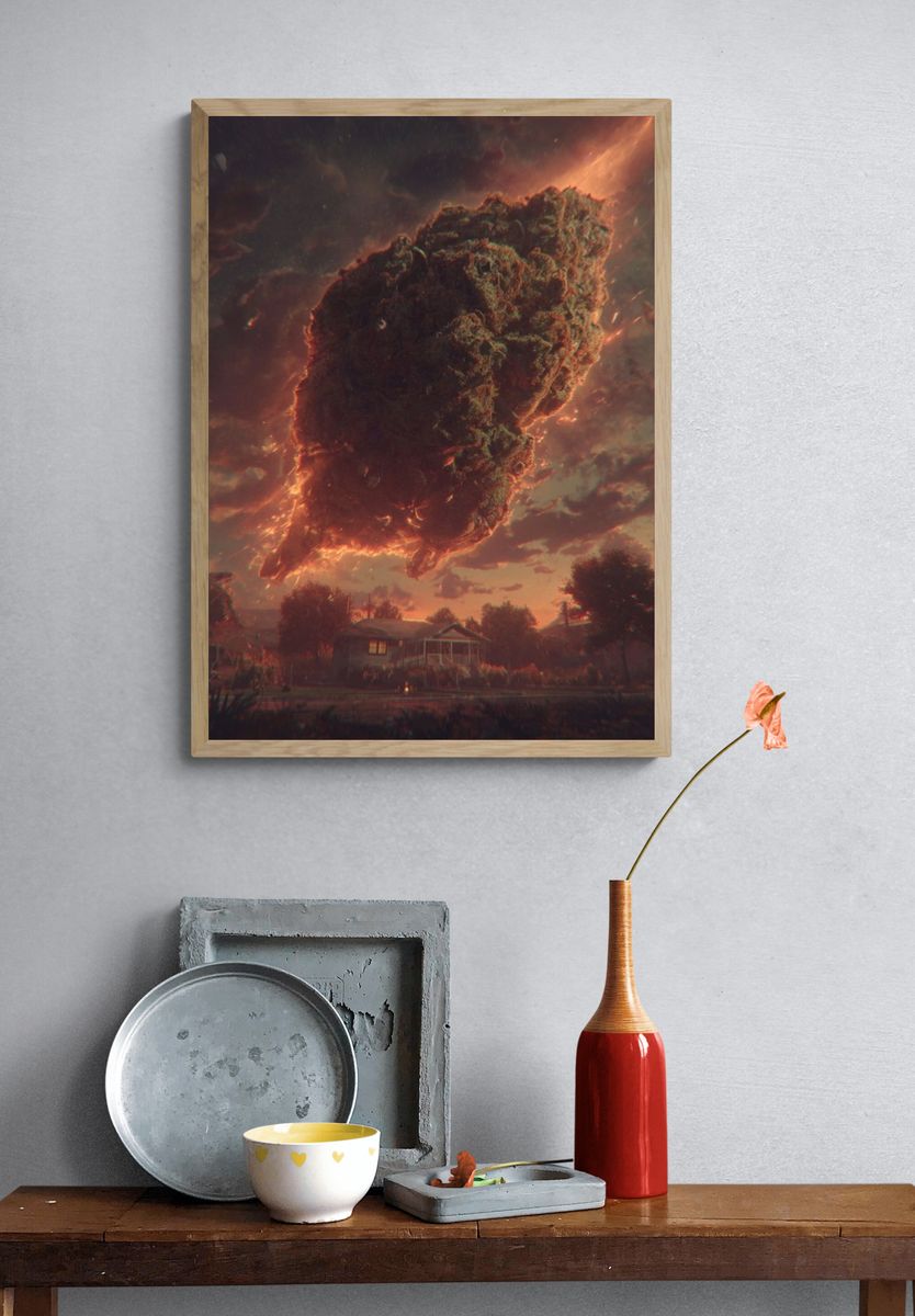 Fiery Cloud Over Suburban Street Print. — room view 3