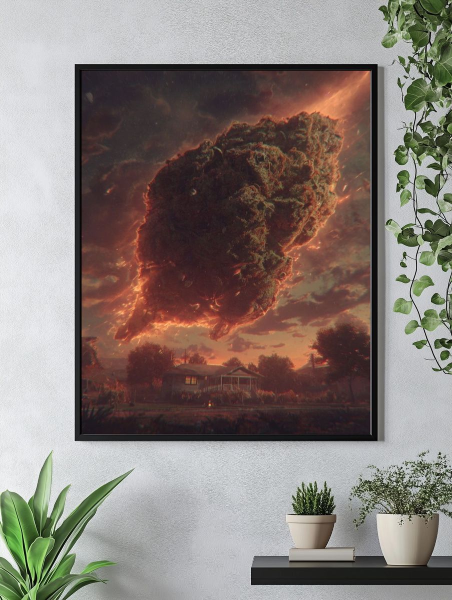 Fiery Cloud Over Suburban Street Print. — room view 4
