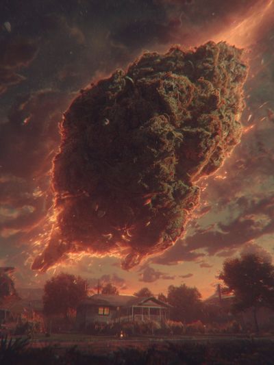 Fiery Cloud Over Suburban Street Print. poster print