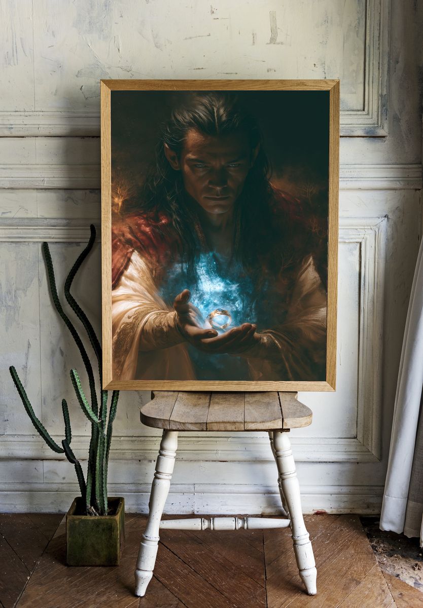 Mystic Sorcerer Portrait Print. — room view 1