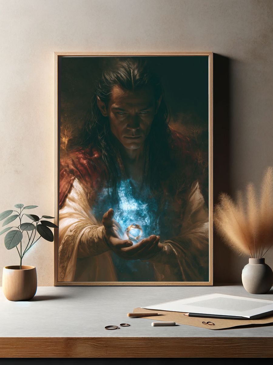 Mystic Sorcerer Portrait Print. — room view 2