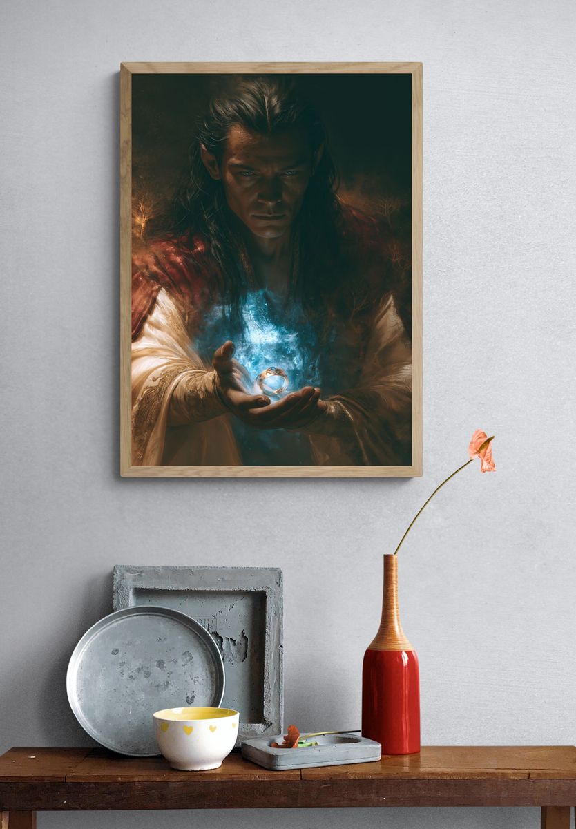 Mystic Sorcerer Portrait Print. — room view 3