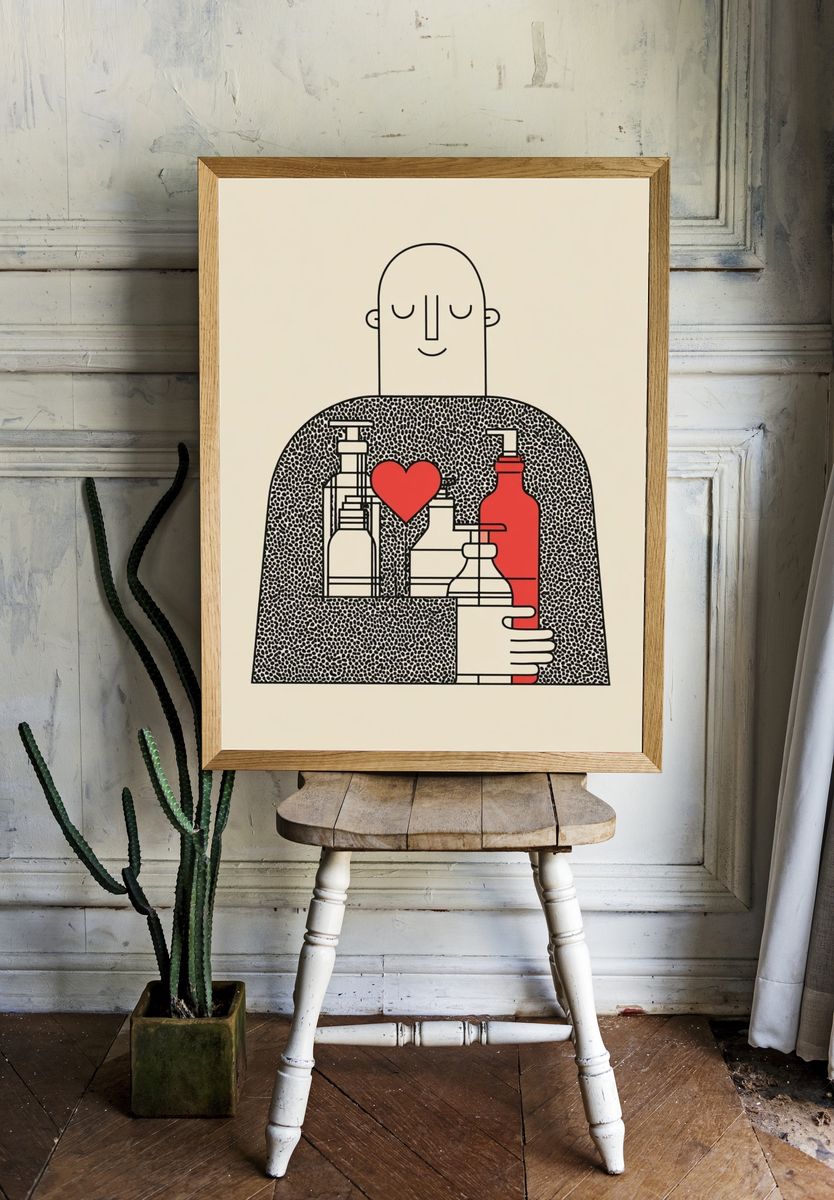 Abstract Love and Bottles Poster. — room view 1