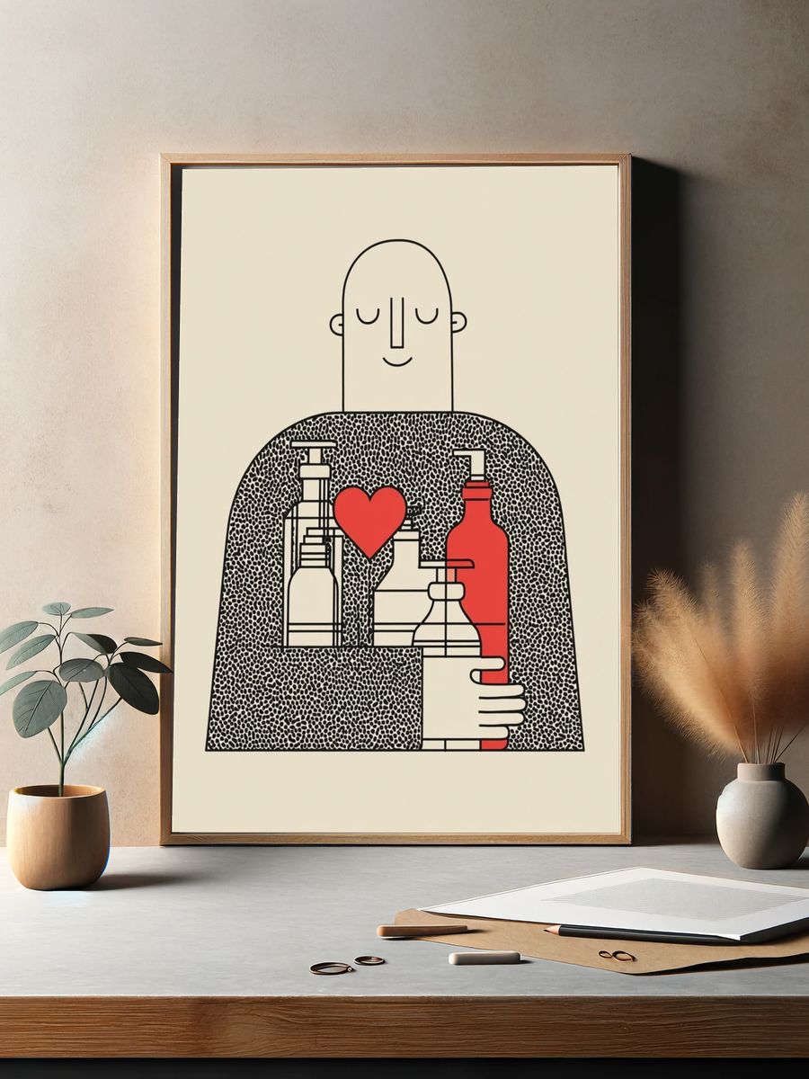 Abstract Love and Bottles Poster. — room view 2
