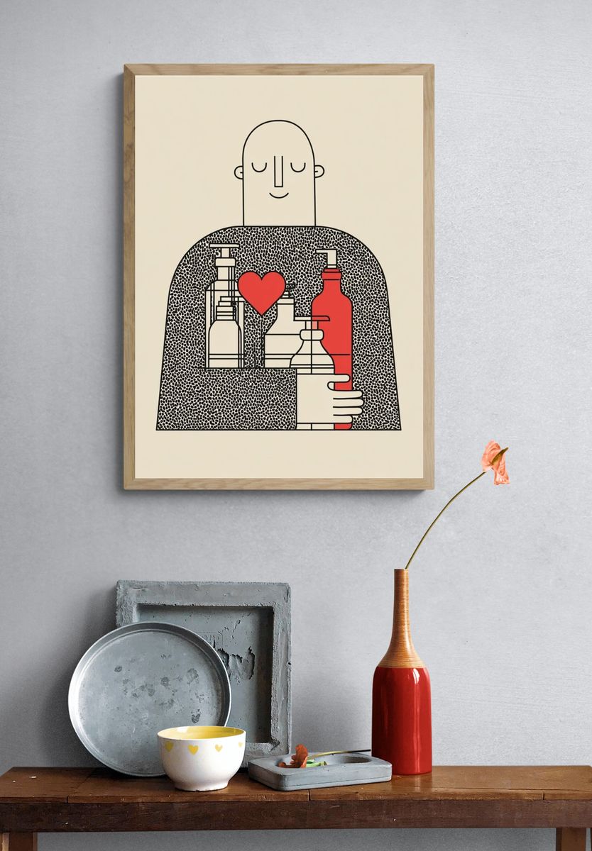 Abstract Love and Bottles Poster. — room view 3