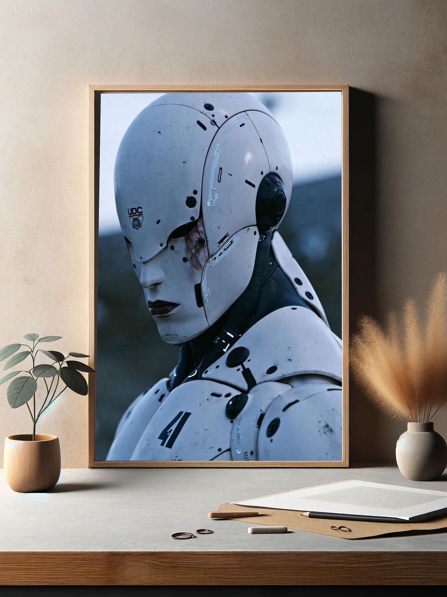 Cyborg Portrait Sci-Fi Print. — room view 2