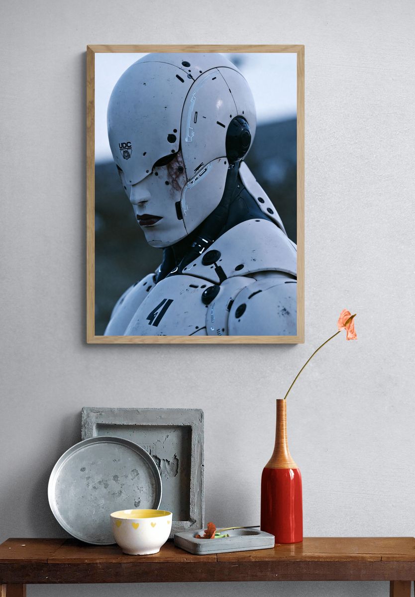 Cyborg Portrait Sci-Fi Print. — room view 3