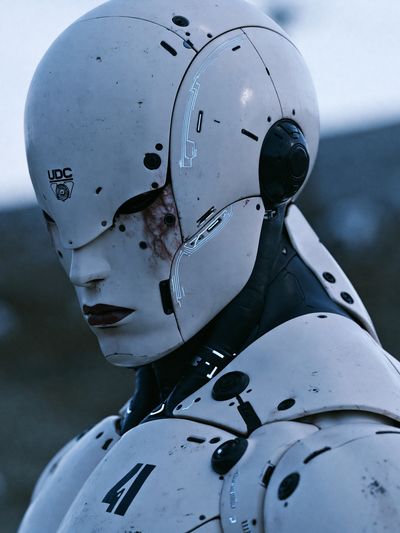 Cyborg Portrait Sci-Fi Print. poster