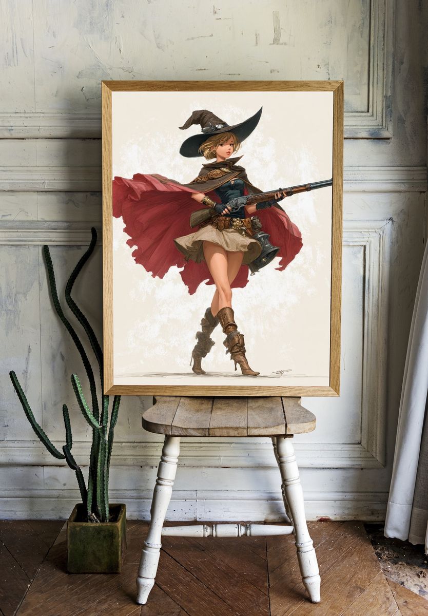 Cowgirl Witch Digital Art Print. — room view 1