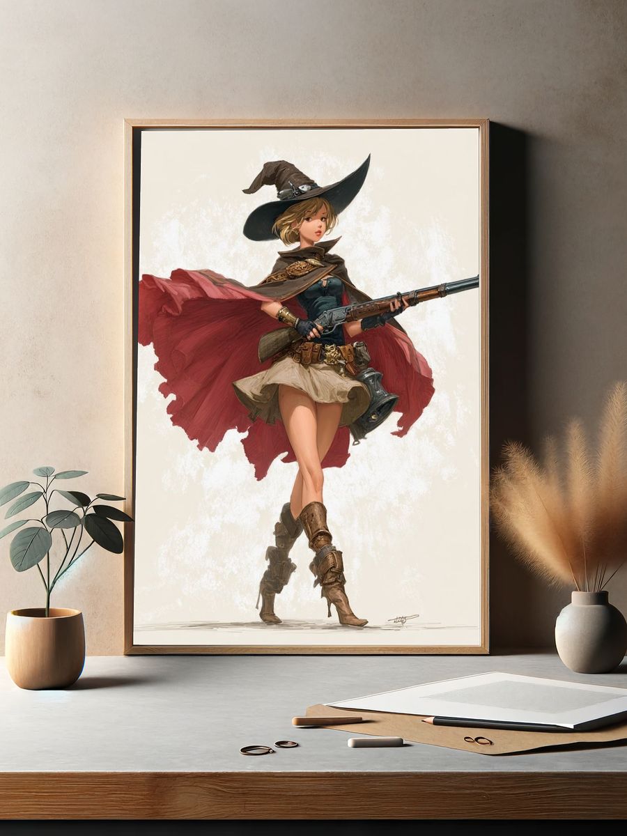Cowgirl Witch Digital Art Print. — room view 2