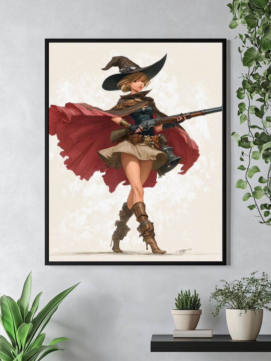 Cowgirl Witch Digital Art Print. — room view 4