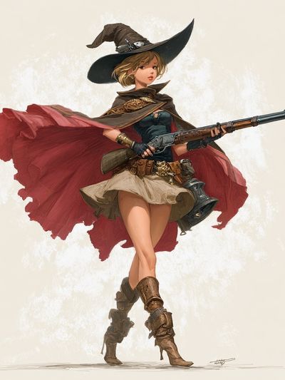 Cowgirl Witch Digital Art Print. poster print