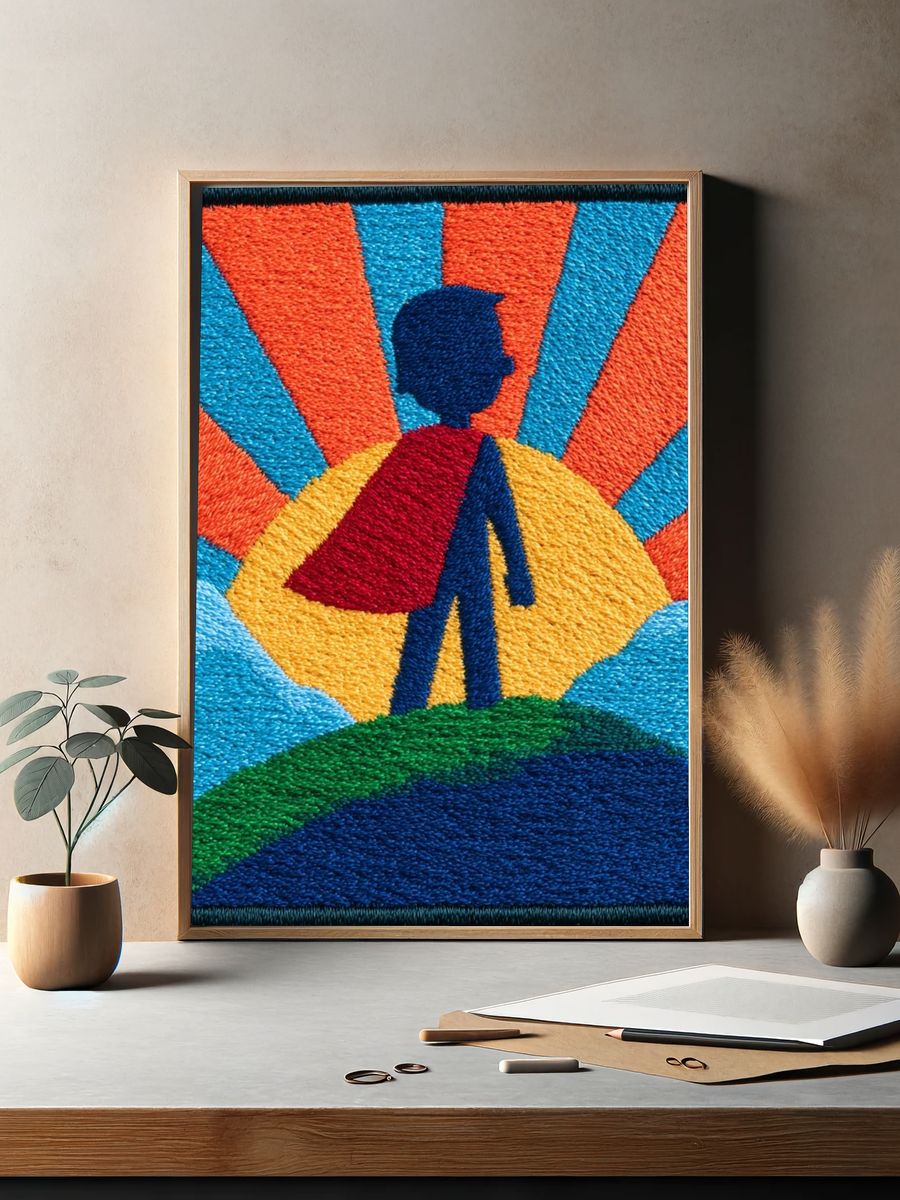 Superhero Silhouette Illustration Poster. — room view 2