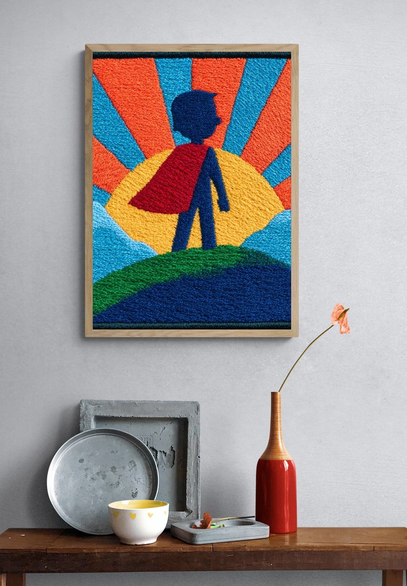 Superhero Silhouette Illustration Poster. — room view 3