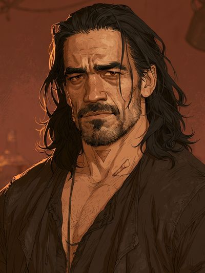Brooding Man Portrait Illustration Poster. poster print