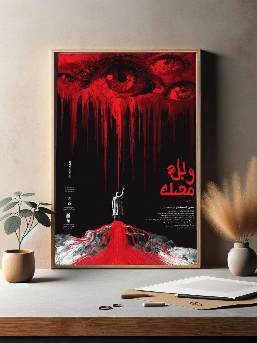 Surreal Red Eyes Horror Poster. — room view 2