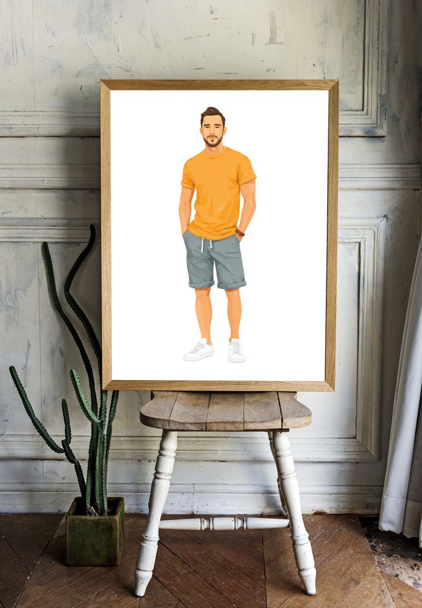 Casual Man Illustration Poster. — room view 1