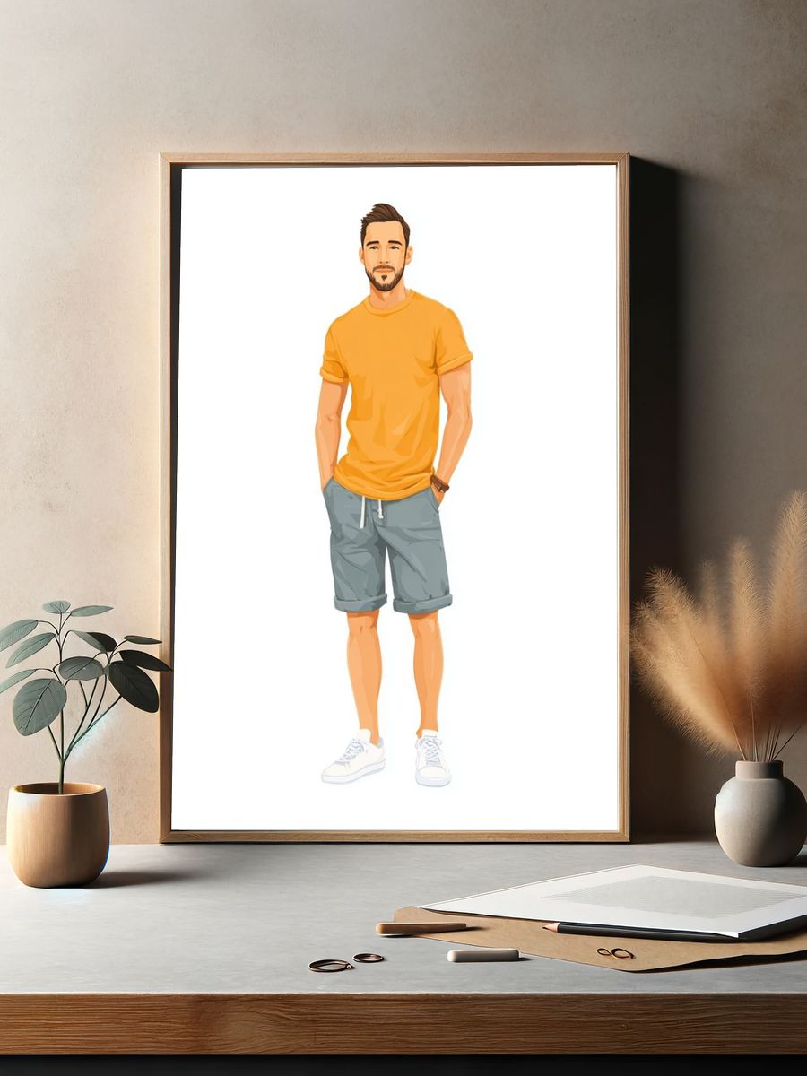 Casual Man Illustration Poster. — room view 2