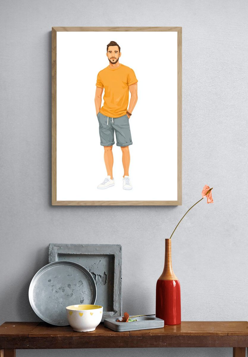 Casual Man Illustration Poster. — room view 3