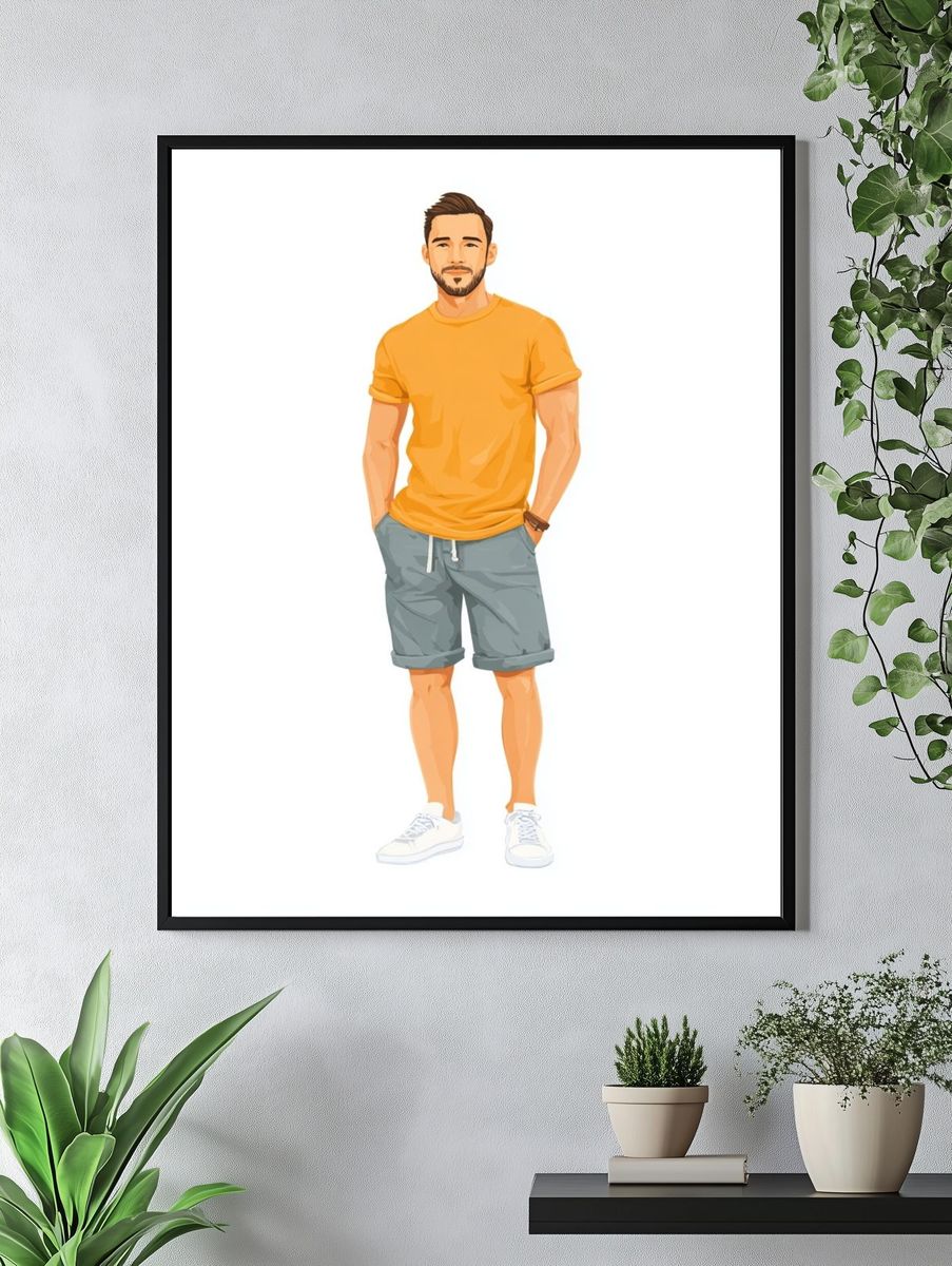 Casual Man Illustration Poster. — room view 4