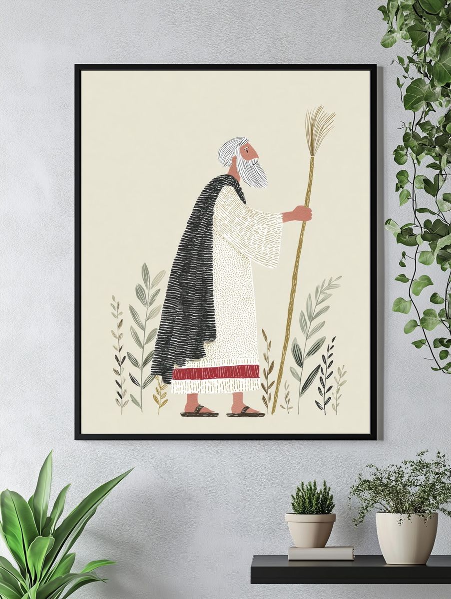 Shepherd with Staff Illustration Poster. — room view 4