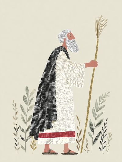 Shepherd with Staff Illustration Poster. poster