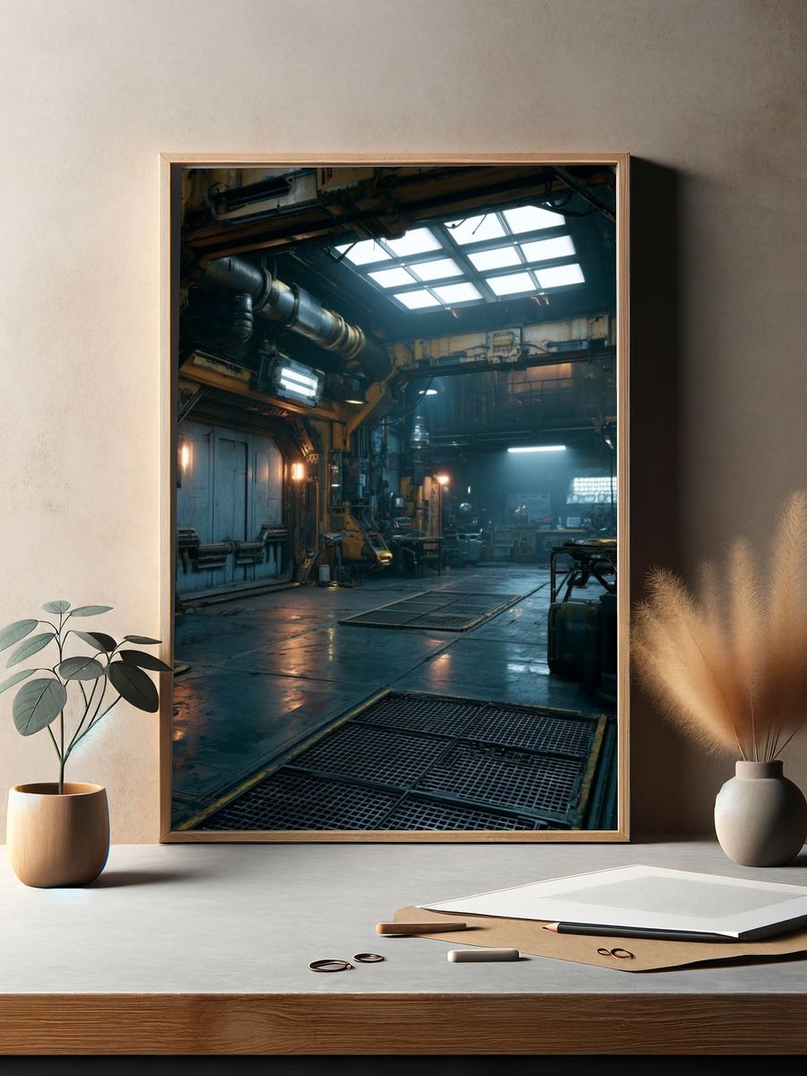 Industrial Sci-Fi Hangar Poster. — room view 2