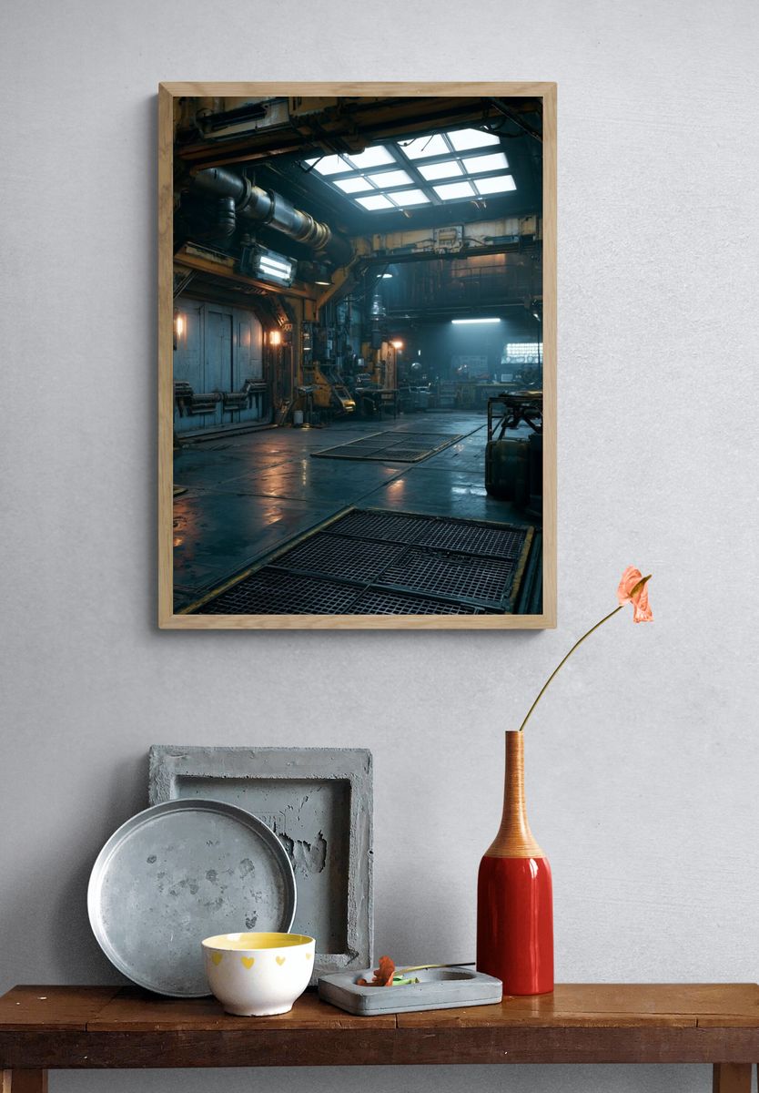 Industrial Sci-Fi Hangar Poster. — room view 3