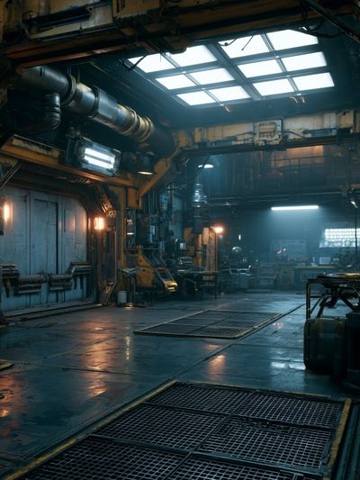 Industrial Sci-Fi Hangar Poster. poster print