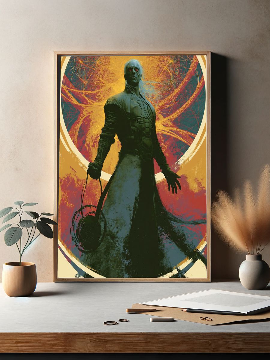 Dark Fantasy Warrior Illustration Poster. — room view 2