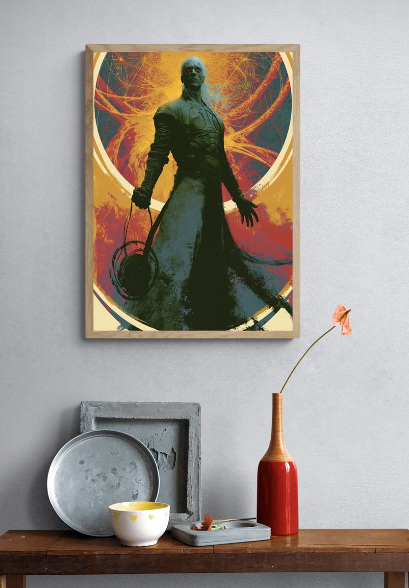 Dark Fantasy Warrior Illustration Poster. — room view 3