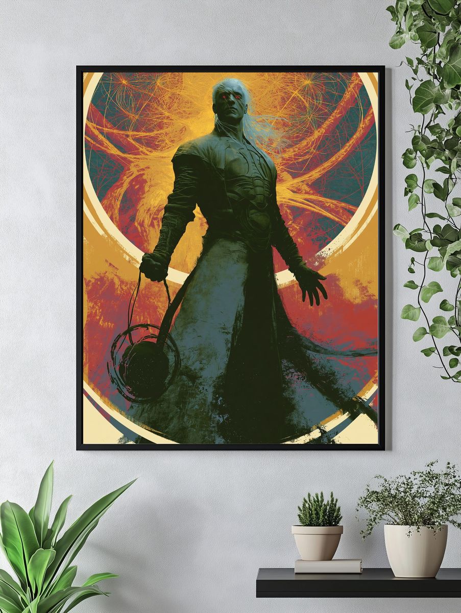 Dark Fantasy Warrior Illustration Poster. — room view 4