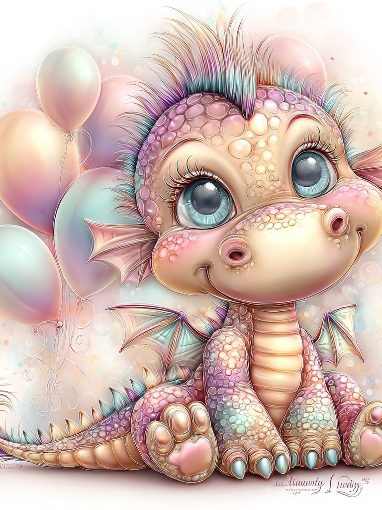 Pastel Baby Dragon Illustration Poster. poster — illustration art