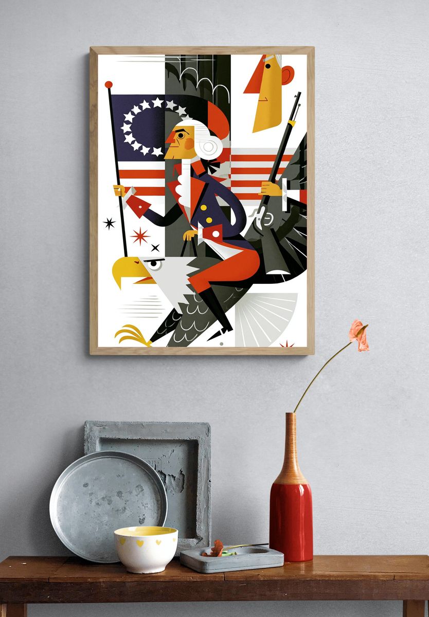 Patriotic Eagle Illustration Poster. — room view 3