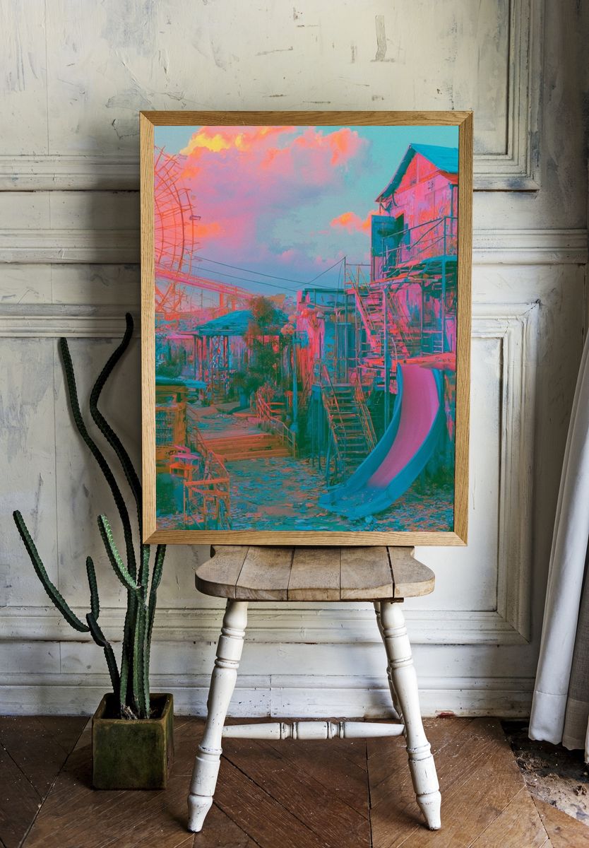 Neon Carnival Dreamscape Poster. — room view 1