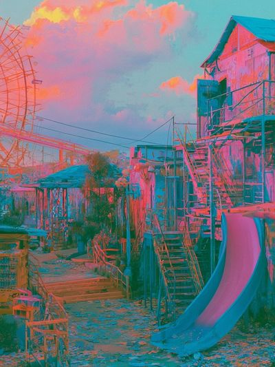 Neon Carnival Dreamscape Poster. poster