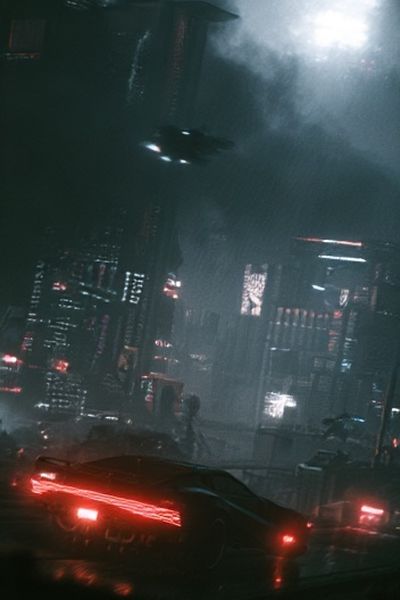 Cyberpunk City Nightscape Poster. poster