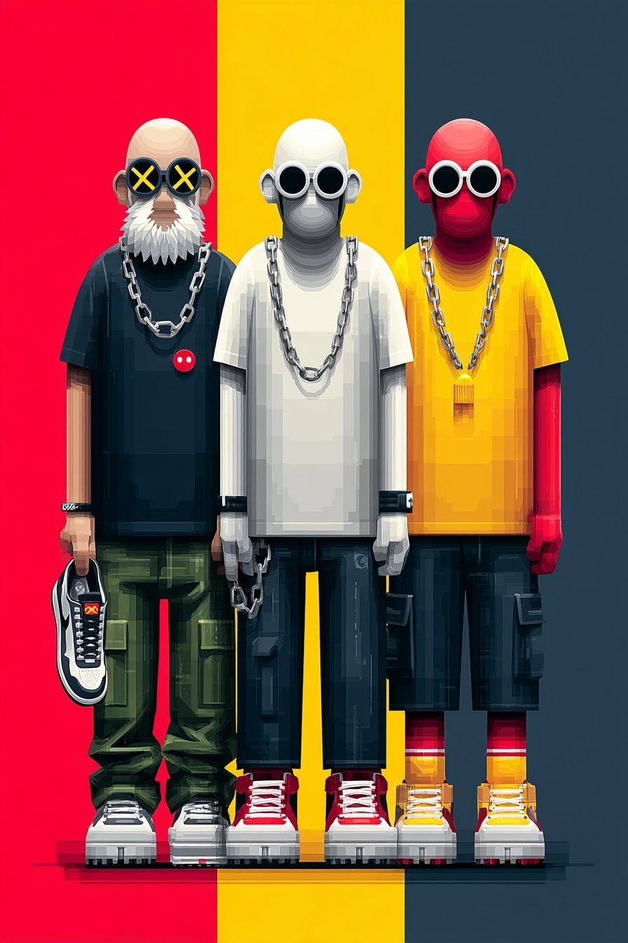 Three Streetwear Figures Illustration Poster. poster — illustration art