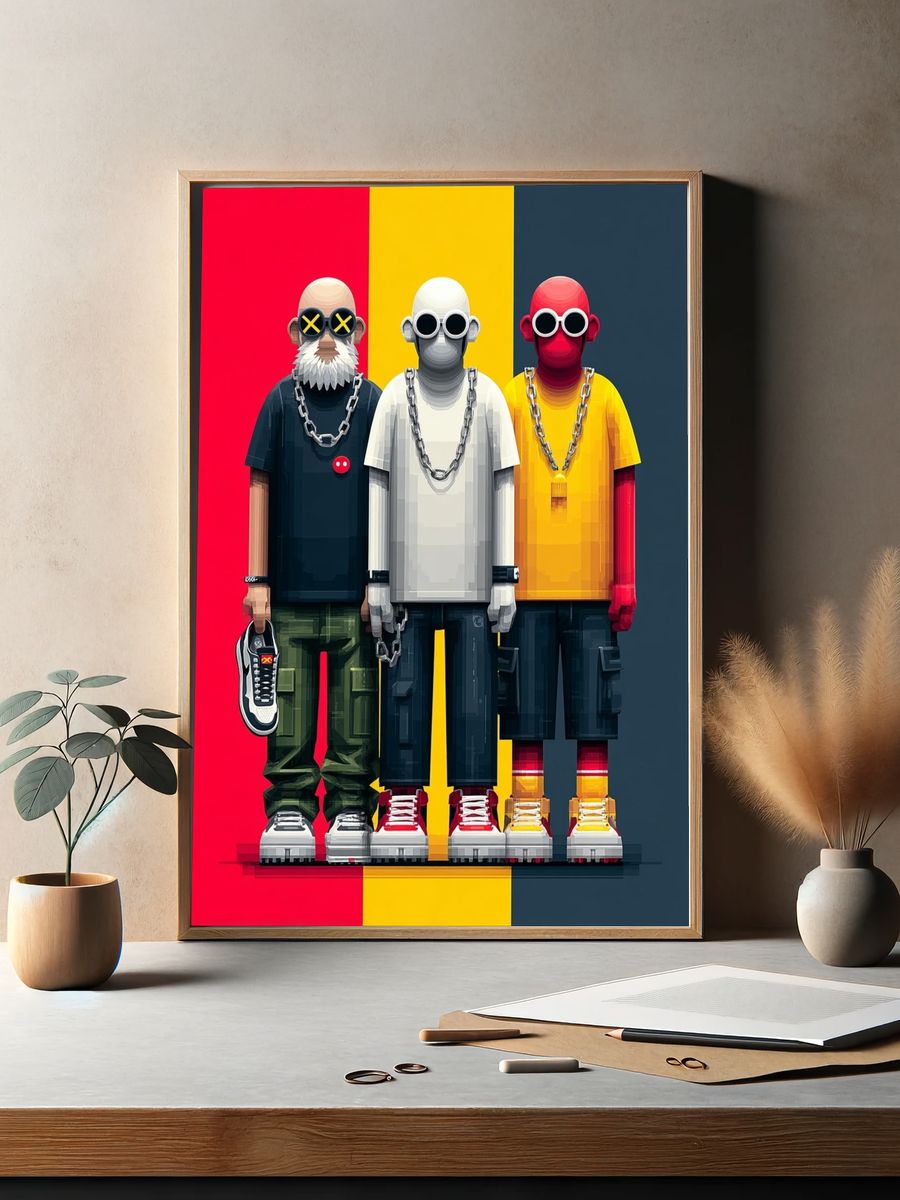 Three Streetwear Figures Illustration Poster. — room view 2
