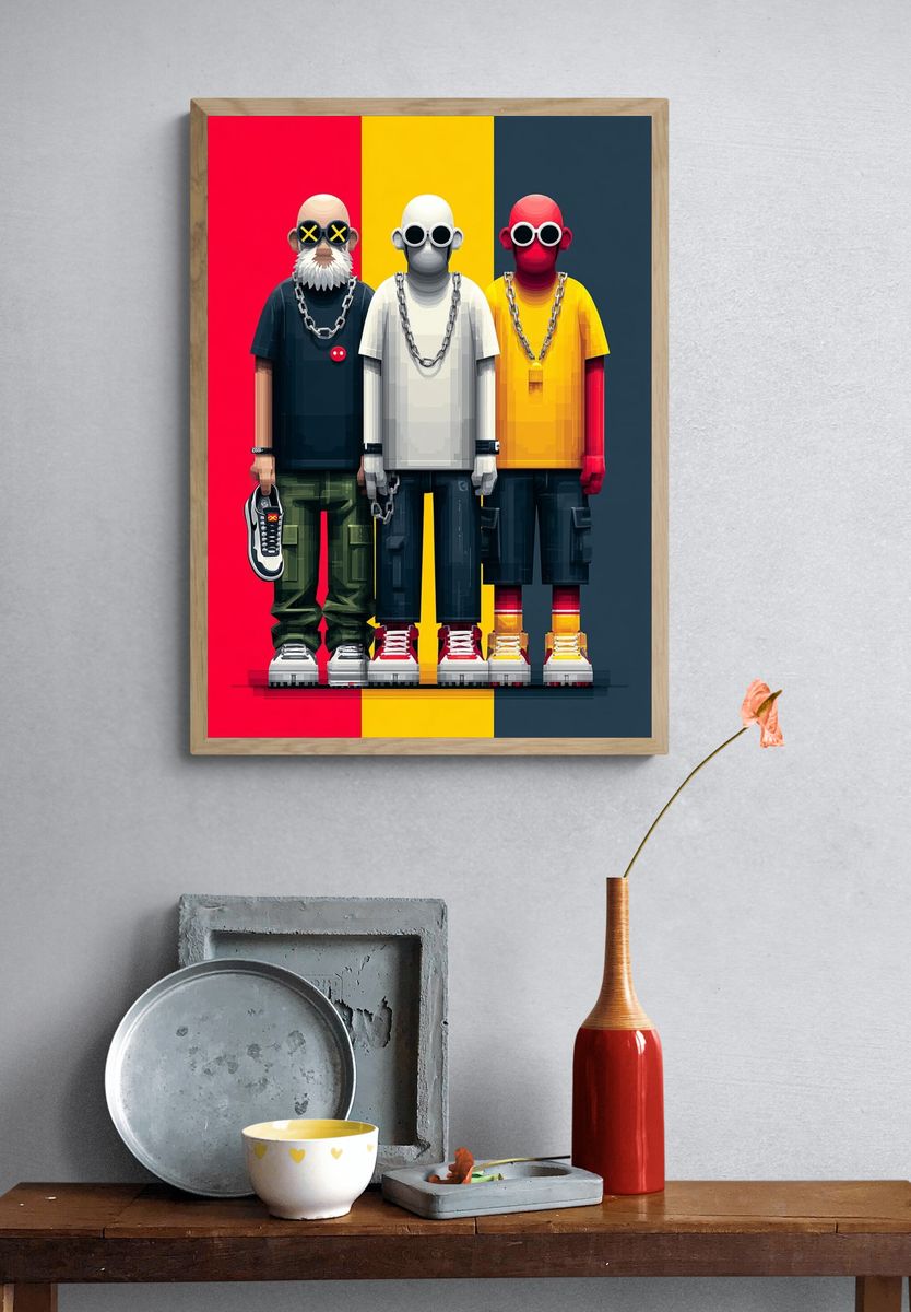 Three Streetwear Figures Illustration Poster. — room view 3
