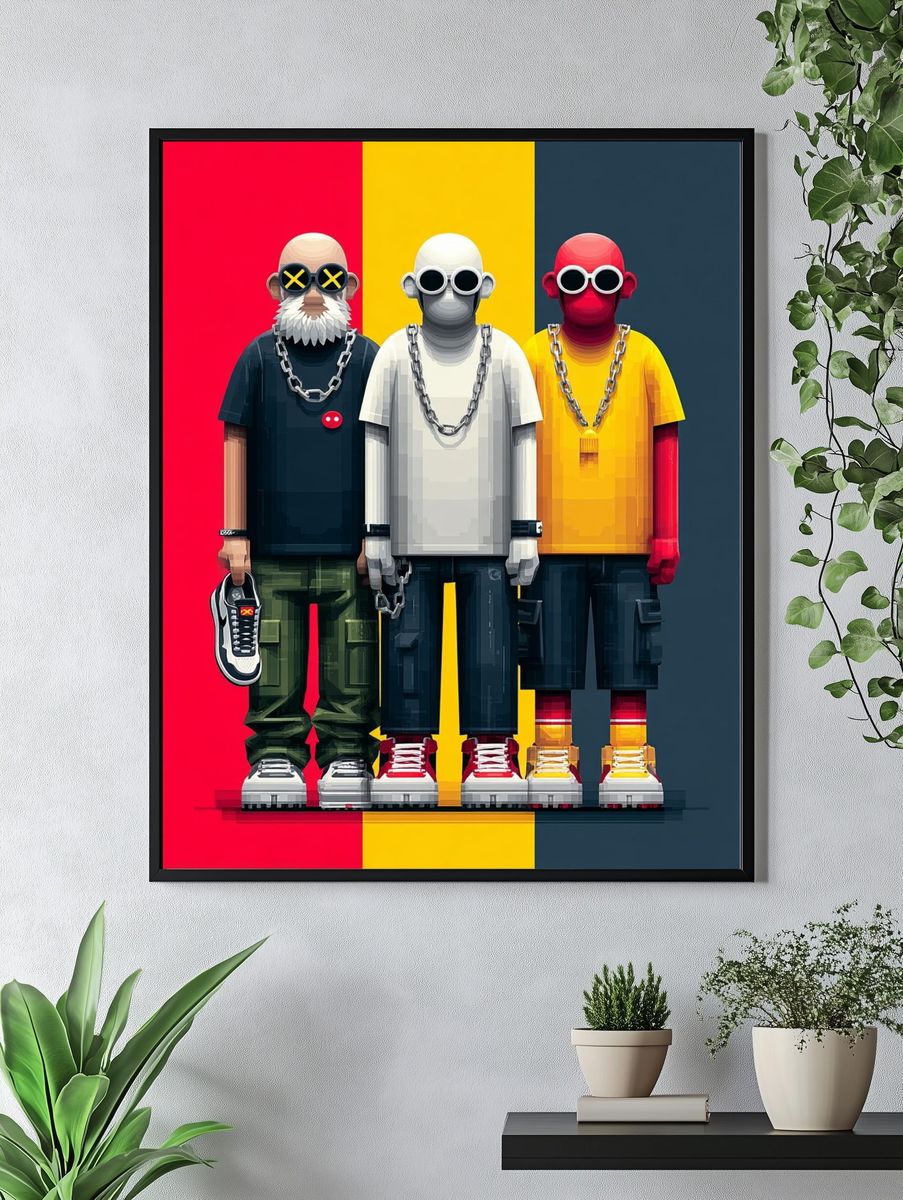 Three Streetwear Figures Illustration Poster. — room view 4
