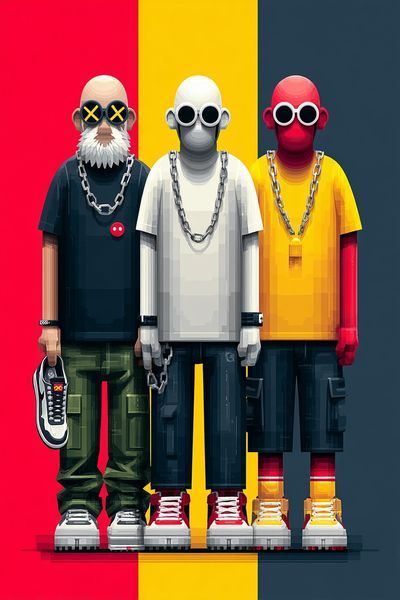 Three Streetwear Figures Illustration Poster. poster print