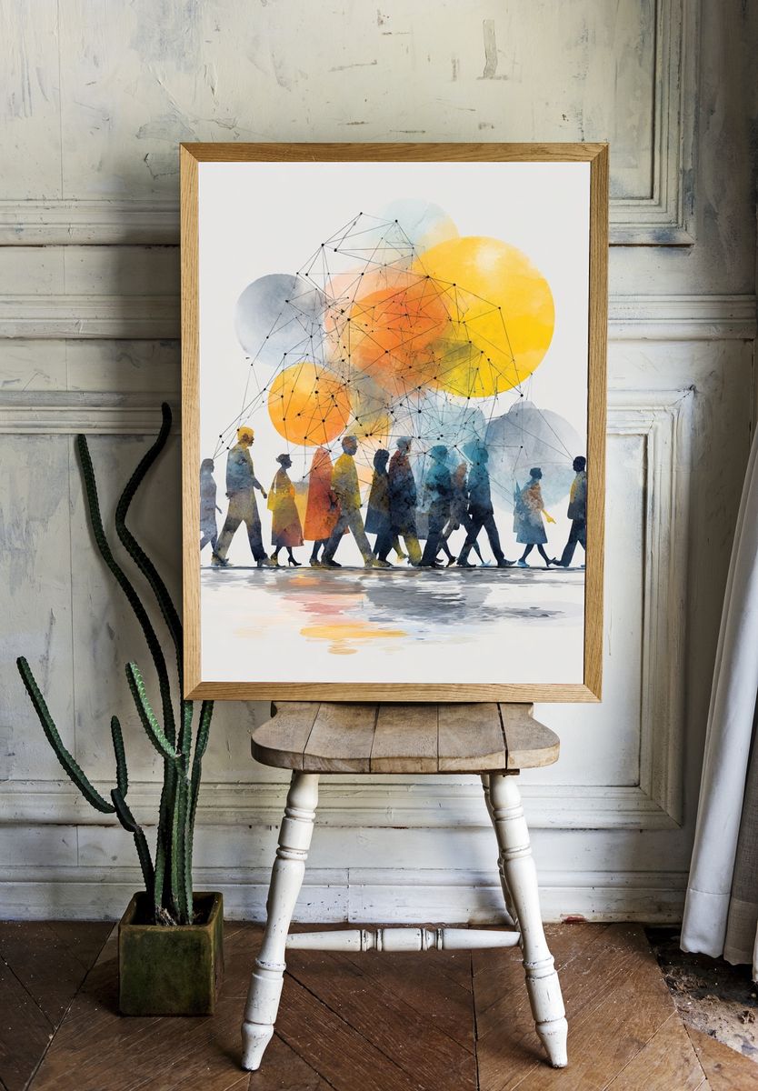 Abstract Crowd Watercolor Poster. — room view 1