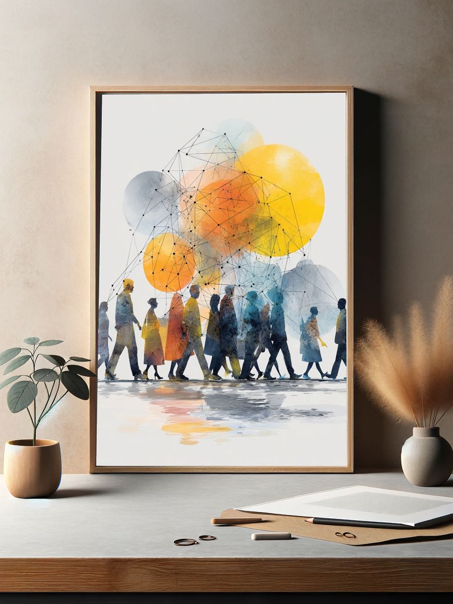 Abstract Crowd Watercolor Poster. — room view 2