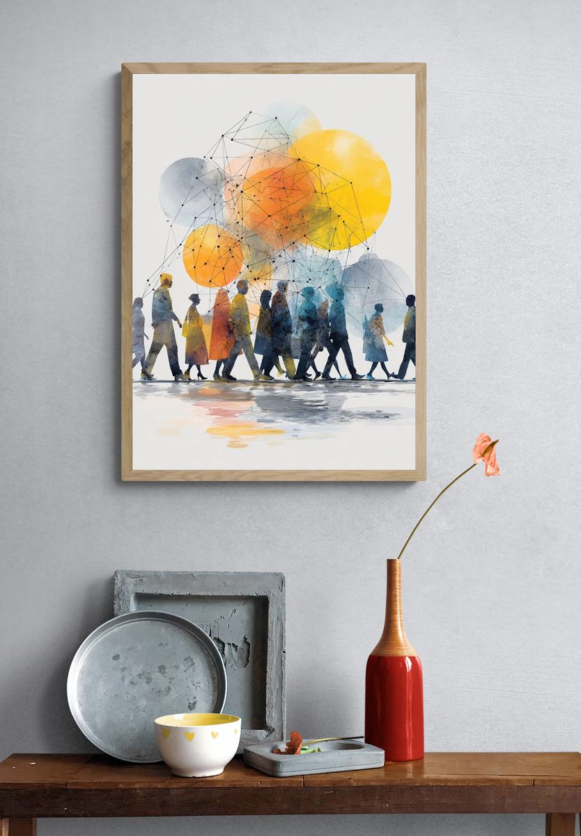Abstract Crowd Watercolor Poster. — room view 3